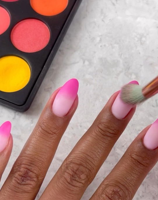 matte gradient pink nails