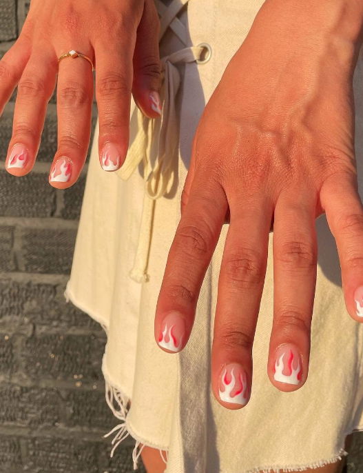 short flame nails