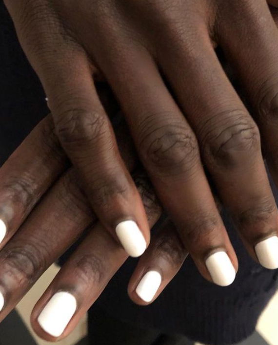matte short white manicure