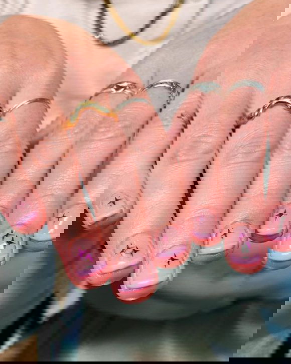 short french tip nails with stars jess