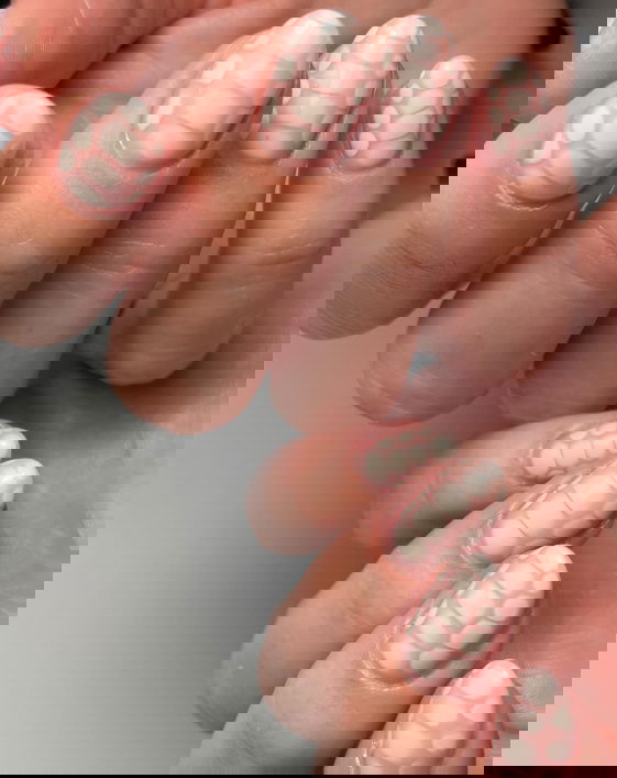 short milky croc print nails