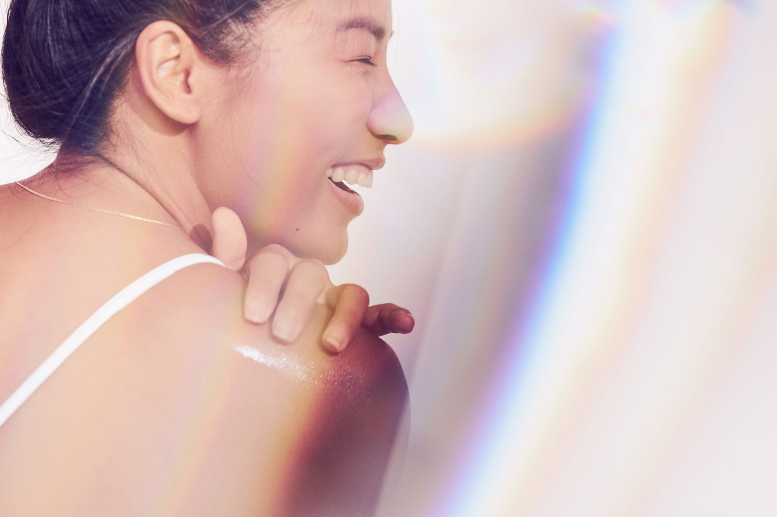 Woman with healthy, hydrated hair