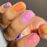 orange and pink with nail art