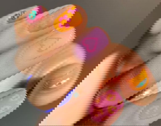 orange and pink with nail art