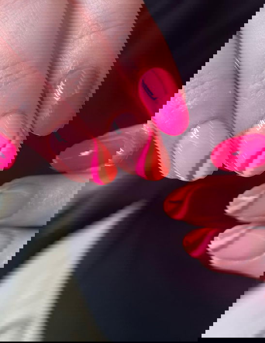 pink and orange swirl nails