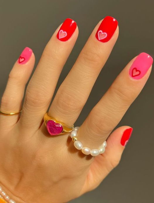 pink and red nails hang