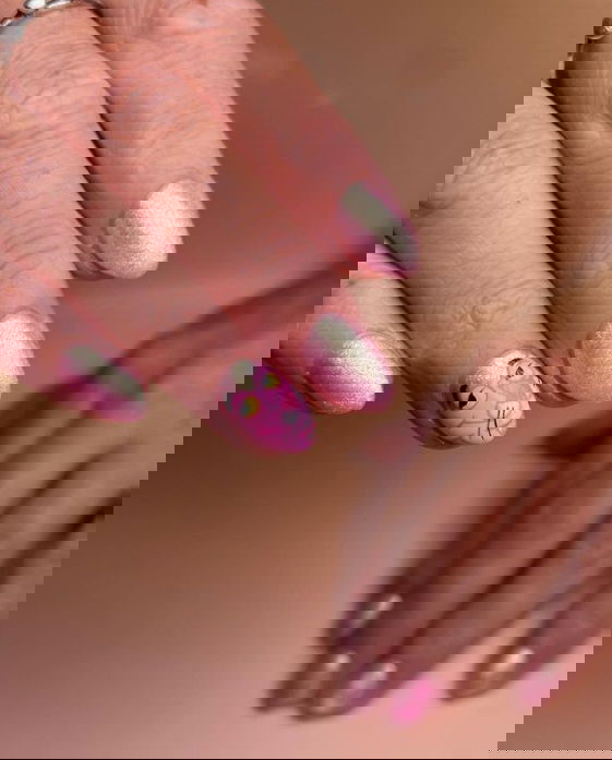 pink panther almond nails