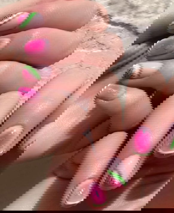 pink watermelon nails