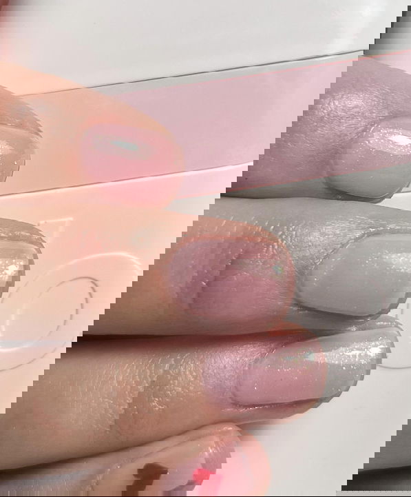 sheer pink shimmer nails