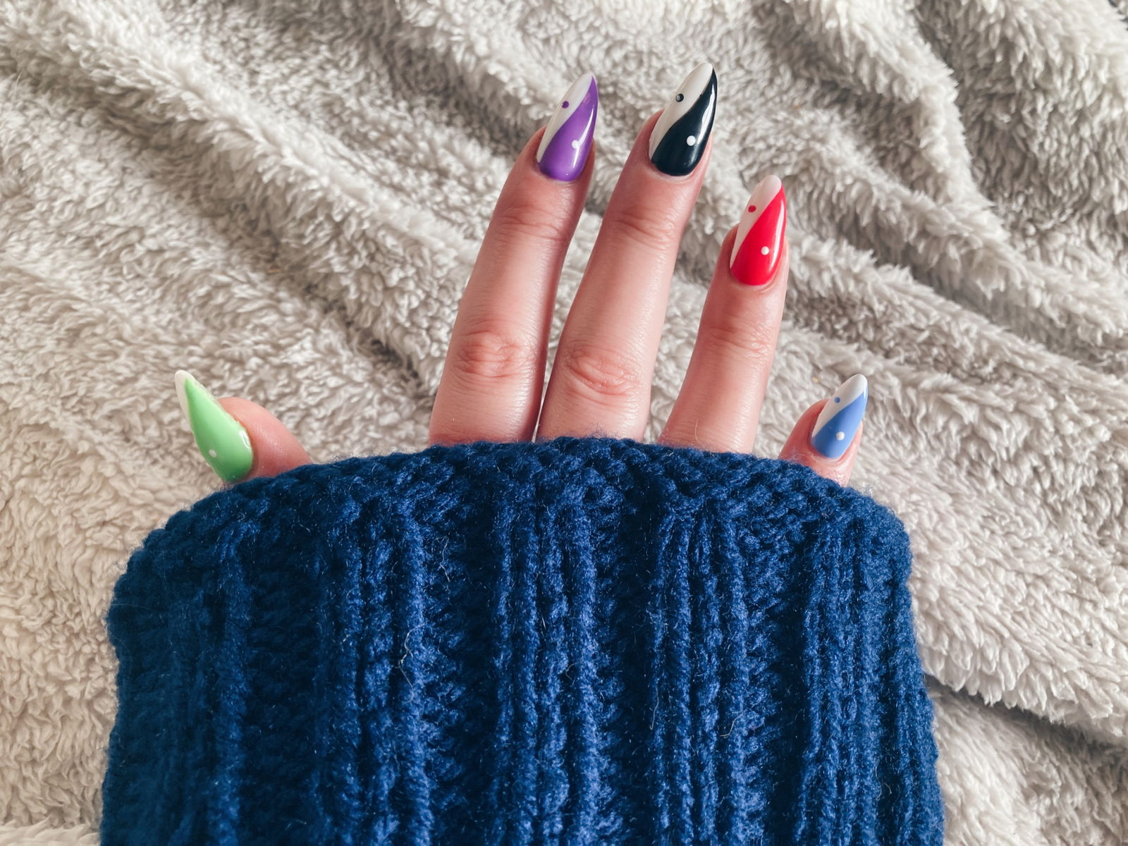 Journalist Annie Walton Doyle shows her multicoloured nails