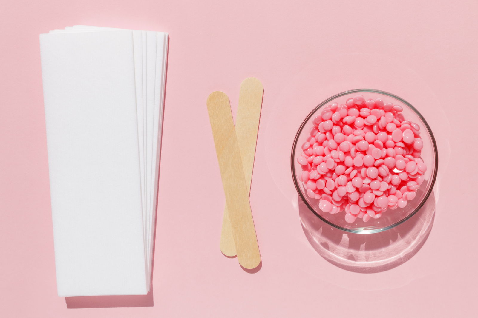 Waxing products ready for a Brazilian or bikini wax