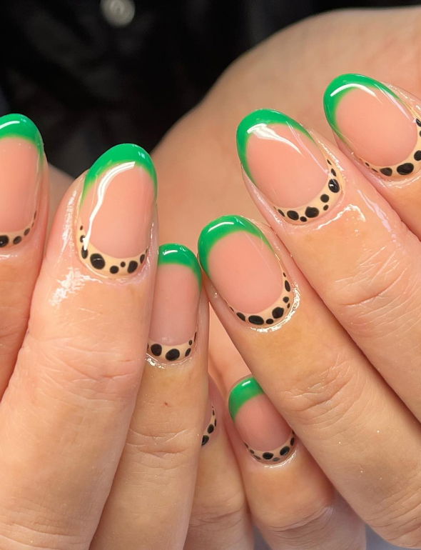 green amond french tips