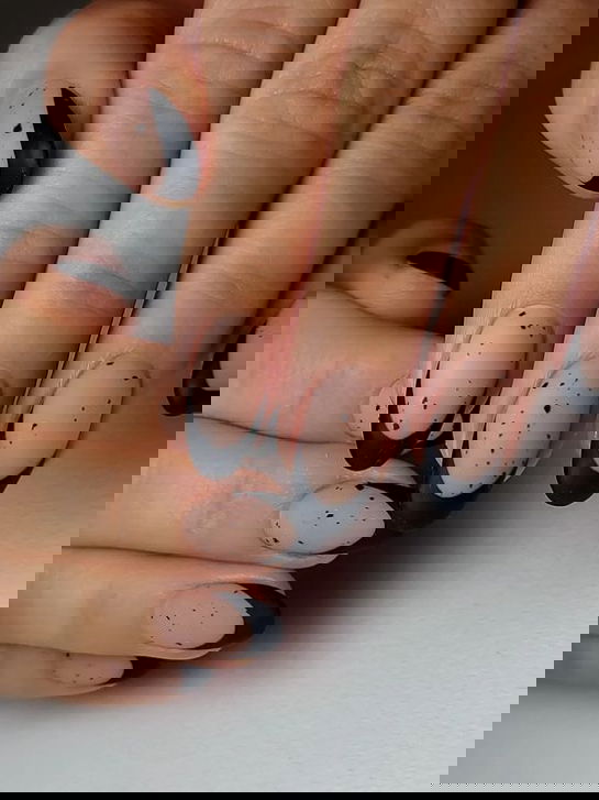 matte black french tip almond nails