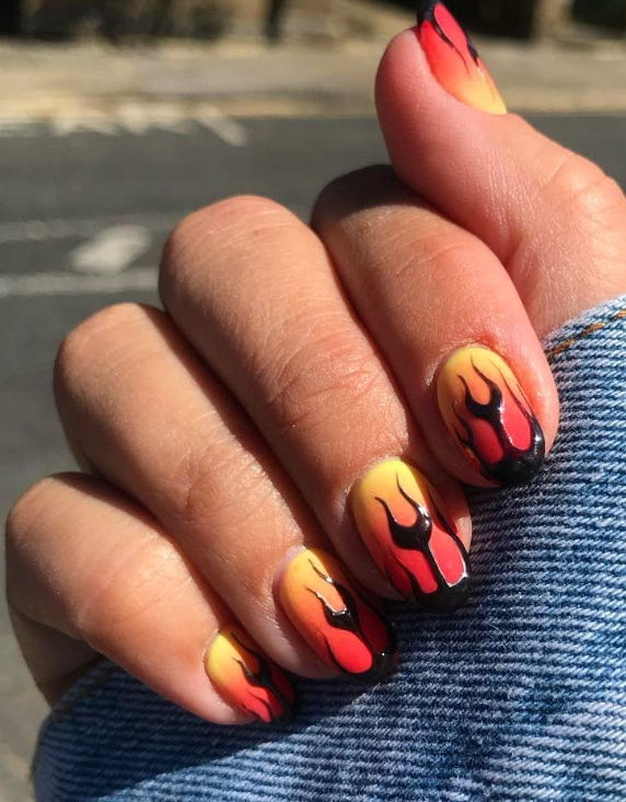 flame acrylic nails