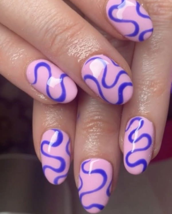 acrylic nails purple pink