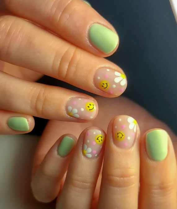 smiley face acrylic nails