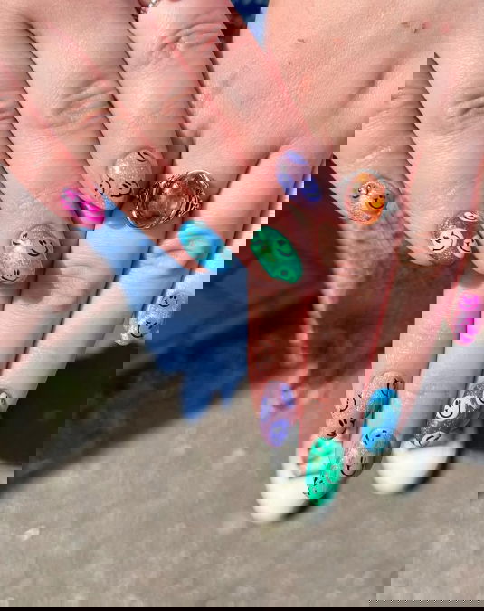 multicoloured smiley faces