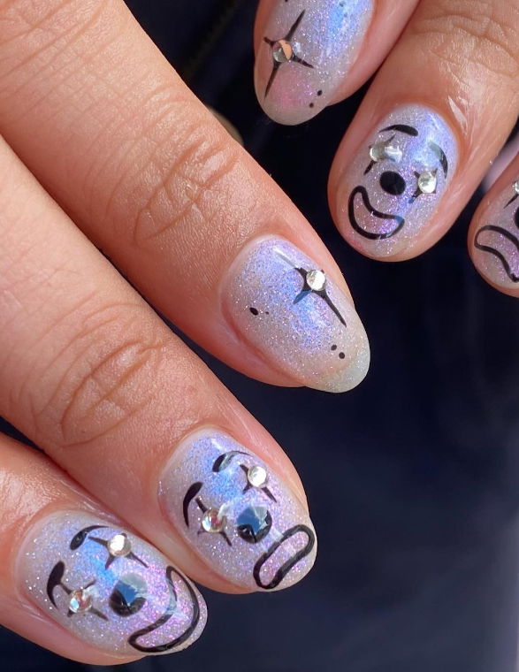 clown smiley face nails