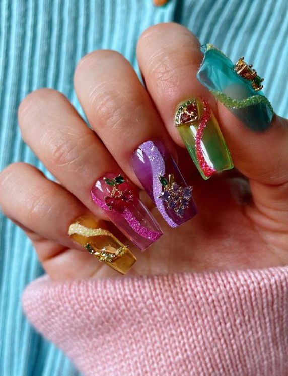 glassy long square nails chelsey