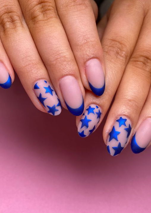 matte chrome star nails