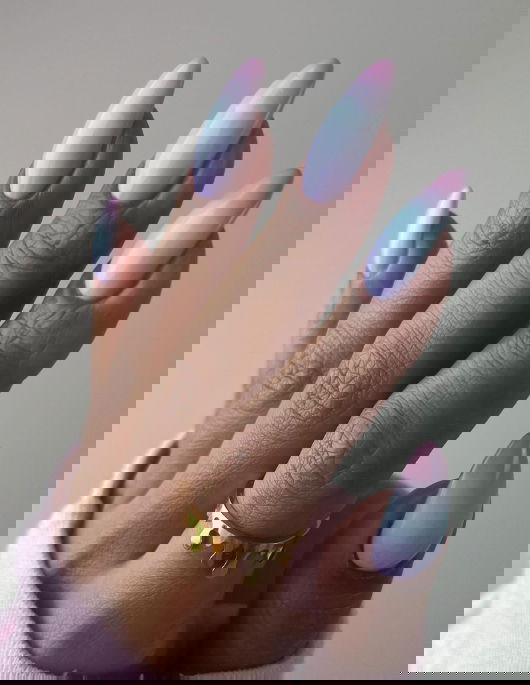 pastel blue and pink ombre nails