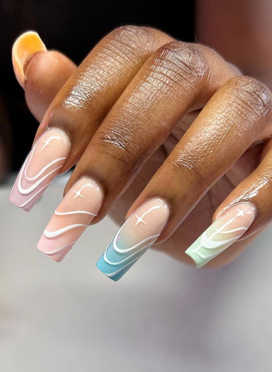 pastel ombre nails with pink