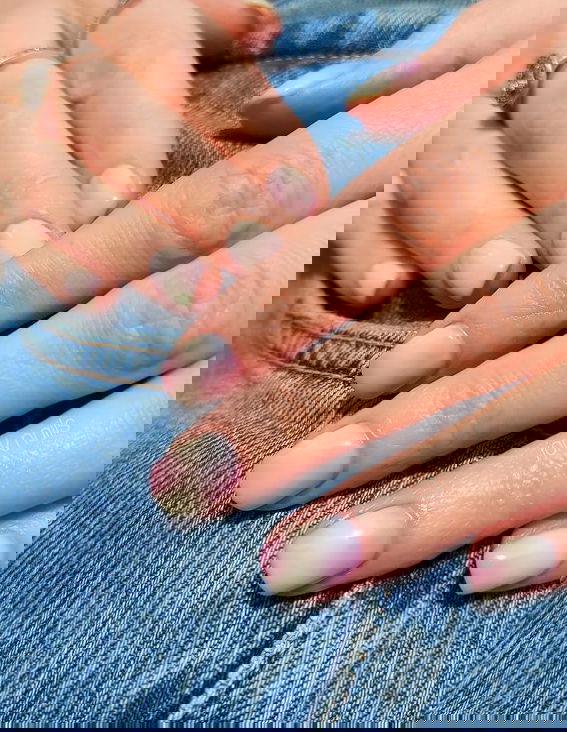 pastel powders ombre nails with pink