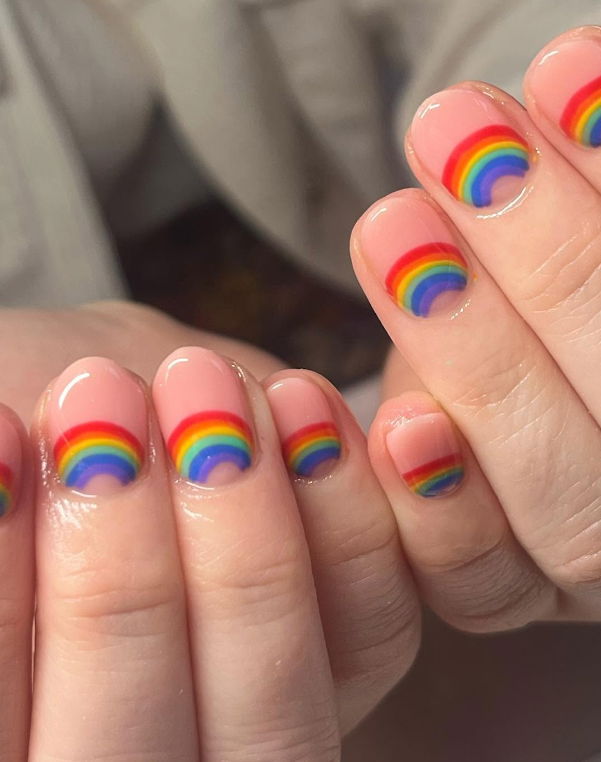 half moon rainbow spring nails