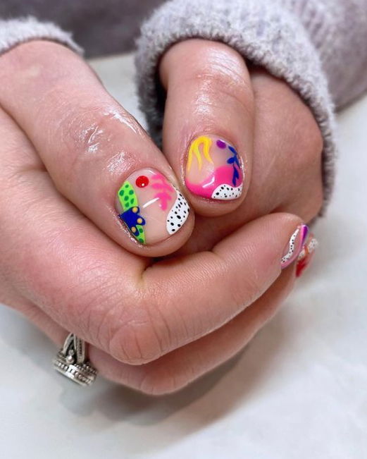 abstract nail art spring nails