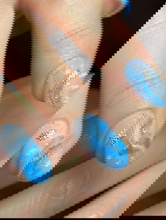 blue 3d mermaidcore spring nails