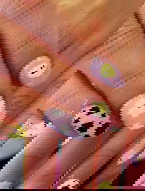 mismatched spring almond nails