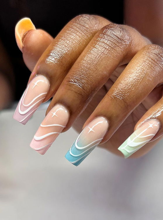 pastel coffin spring nails