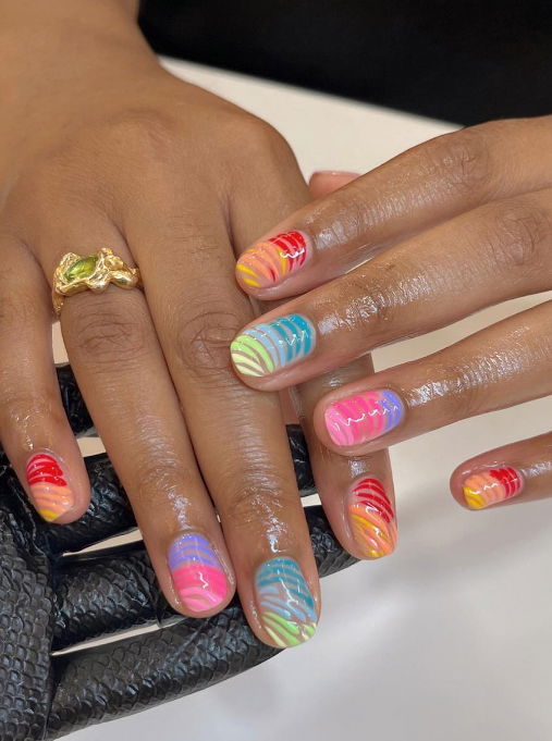 pastel rainbow nail art spring nails