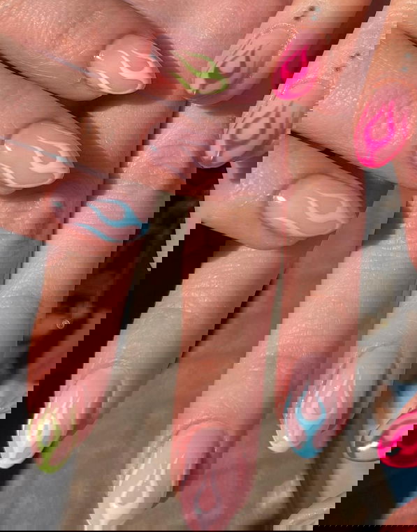 pastel spring flame nails