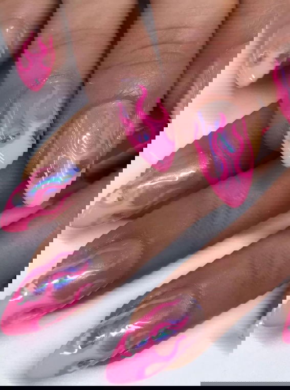 pink flame french tips