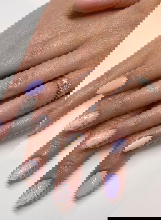 shades of purple with flecks glitter