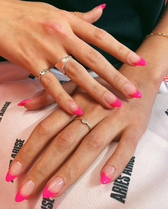 bubblegum pink french tip nails