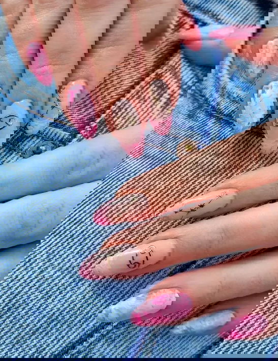 pink french tip zodiac nails